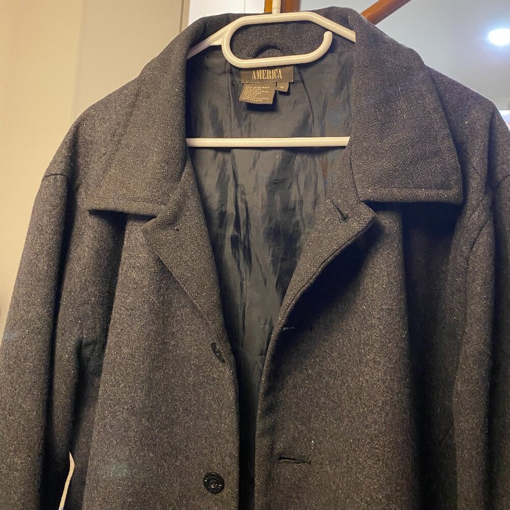 Vintage Wool Coat by America in Dark Grey / Charcoal